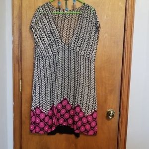 Sheer Patterned Dress with Black Underdress